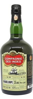 Compagnie des Indes - Rhum hors d'âge - Guadeloupe - 20 ans - Pere Labat - Edition limité à 101 bouteilles -  43,1%  
