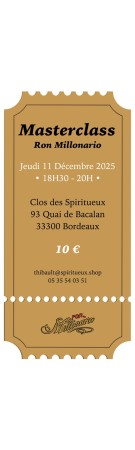 Dégustation - Masterclass - Ron Millonario - Jeudi 11 Décembre 2025