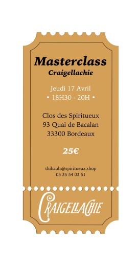 Dégustation - Masterclass - Craigellachie - Jeudi 17 Avril 2025