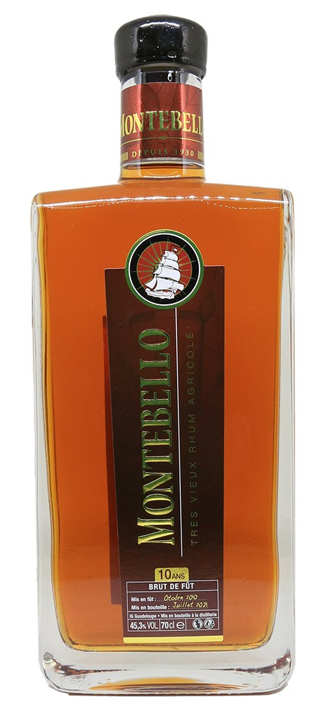 Rhum Agricole (pure cane juice)-MONTEBELLO - 10 ans - Brut de fût