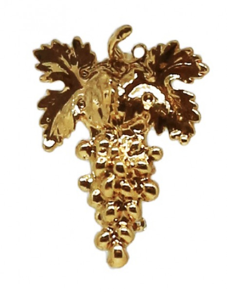 Broche Vintage En Forme De Grappe De Raisin - Métal Doré Et Perles - Occasion