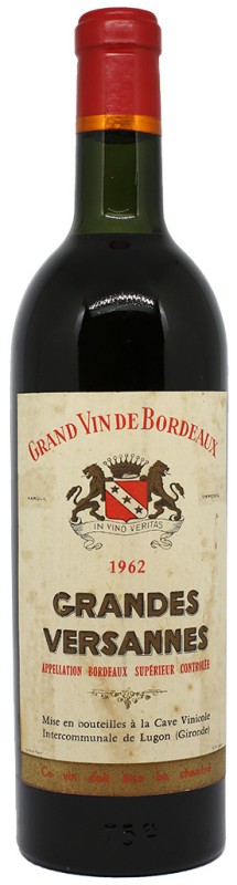 Château Grandes Versannnes 1962 - Bordeaux Supérieur Bottled in the Lugon cellar in Gironde.