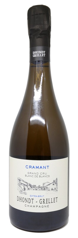 bouteille de Champagne Dhondt Grellet Cramant Grand Cru, étiquette élégante