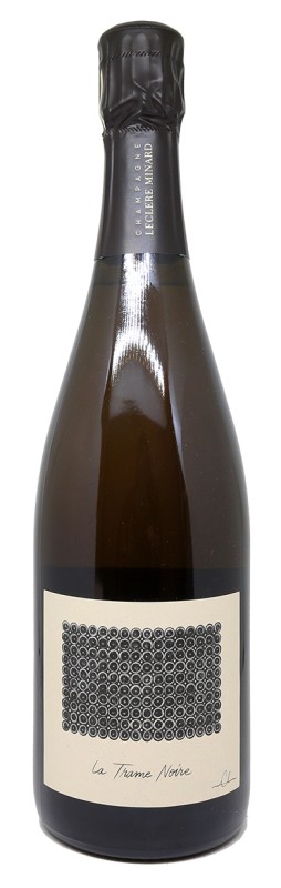 Bouteille de Champagne Leclere-Minard La Trame Noire 2020, Meunier sans dosage, vinification en fût, production limitée, vigneron indépendant, Tramery, Champagne