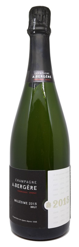 bouteille de champagne, étiquette A. Bergère, millésime 2015