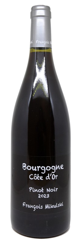 bouteille de vin rouge, françois mikulski, bourgogne côte d’or rouge 2023, étiquette élégante