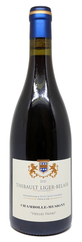 Bouteille de vin rouge, Chambolle-Musigny, Domaine Thibault Liger-Belair, millésime 2021, Pinot Noir, vieilles vignes, vin de Bourgogne