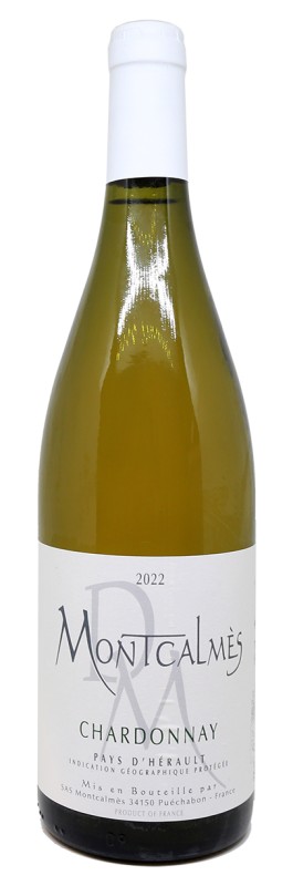 bouteille de vin blanc, Domaine de Montcalmès, Chardonnay 2022, vin du Languedoc