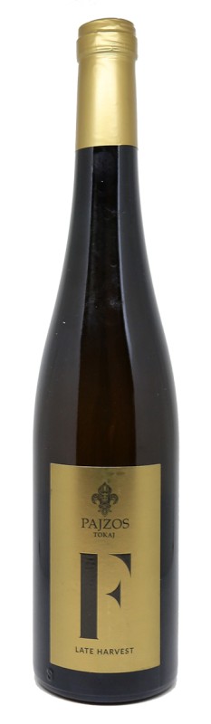 bouteille de vin, étiquette Château de Pajzos, Furmint Late Harvest 2023, vin blanc moelleux, Tokaj, vin hongrois