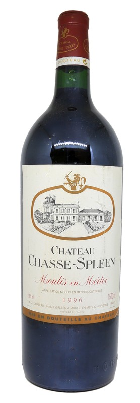 Magnum de vin rouge, étiquette Château Chasse-Spleen 1996, Bordeaux, bouteille de collection, millésime mature