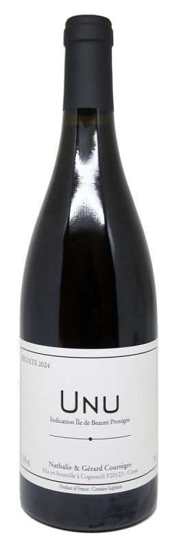 Bouteille Unu Rouge 2024, vin rouge corse, Sciaccarellu, étiquette Domaine de Vaccelli, vin bio, millésime 2024