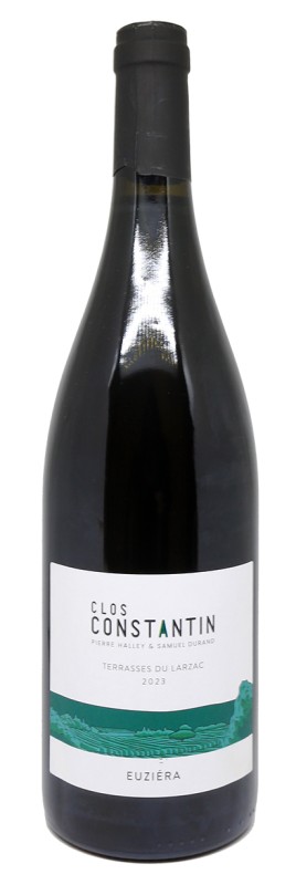 bouteille de vin rouge, Clos Constantin, Euziéra 2023, Terrasses du Larzac, vin biologique