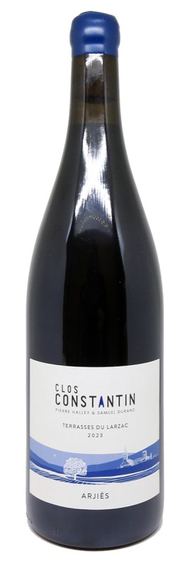 bouteille de vin rouge, Clos Constantin, Arjiès 2023, Terrasses du Larzac, vieilles vignes, vin bio