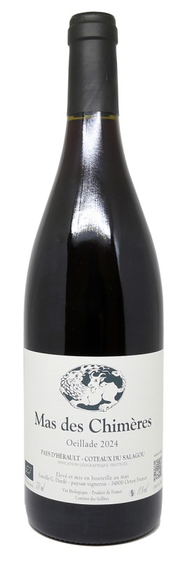 bouteille de Les Passantes 2023, Mas des Chimères, vin rouge bio, Ribeyrenc et Counoise