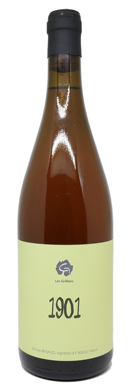 bouteille de 1901 2022, Clos des Grillons, vin blanc de macération, Bourboulenc, vin orange naturel