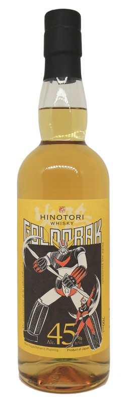 bouteille Hinotori Goldorak, whisky japonais, édition limitée, Goldorak, Hekinan distillerie, fûts chêne blanc, blend japonais, packaging Goldorak, pop culture