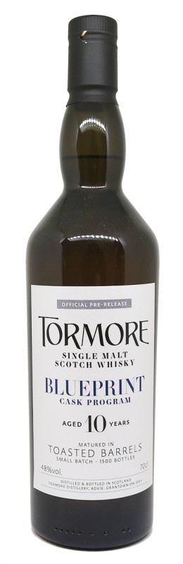 bouteille de Tormore 10 ans, étiquette Blueprint Cask Program, Toasted Barrels
