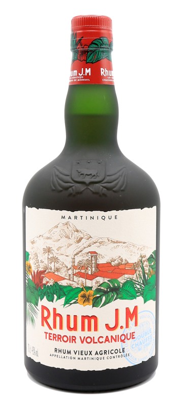 Bouteille de RHUM JM Terroir Volcanique 43%, rhum vieux de Martinique, terroir volcanique, finition en fûts de chêne américain, distillerie JM, Montagne Pelée