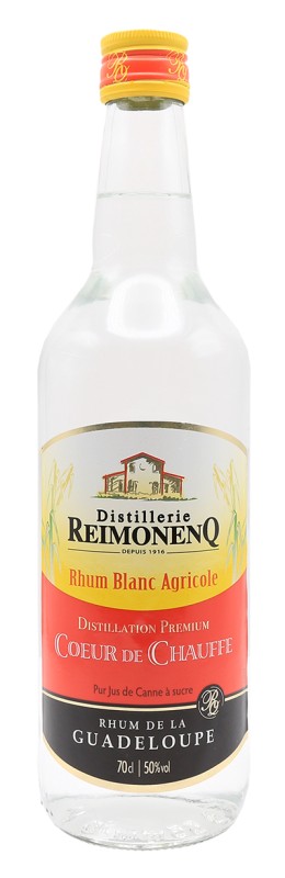 Bouteille de rhum blanc Reimonenq Cœur de Chauffe 50%, rhum agricole guadeloupéen, distillerie Reimonenq