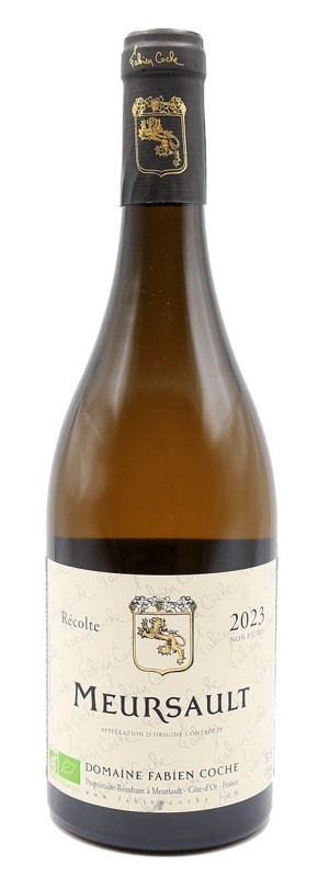 bouteille de vin blanc, Domaine Fabien Coche, Meursault 2023, Chardonnay, Bourgogne