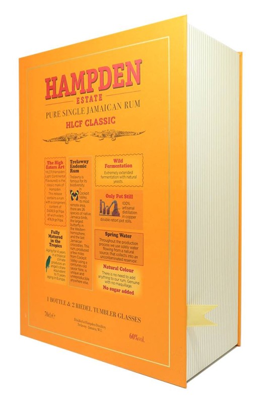 Coffret cadeau rhum Hampden HLCF Classic 60% + 2 verres rocks