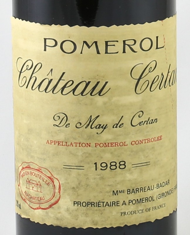Ancienne Etiquette de vin-Bordeaux-Pomerol -Vieux Château Certan-N°450 1988 
